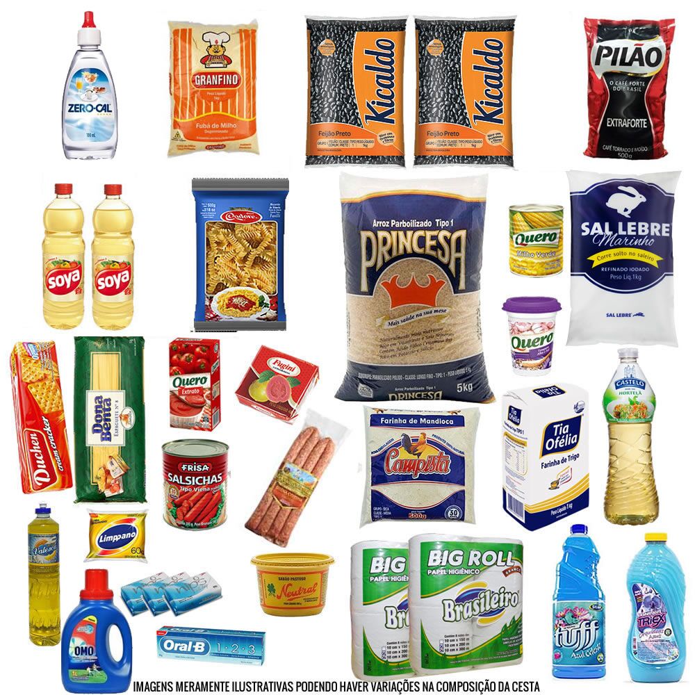Cesta Básica Completa - J - Com adoçante (30 Itens)